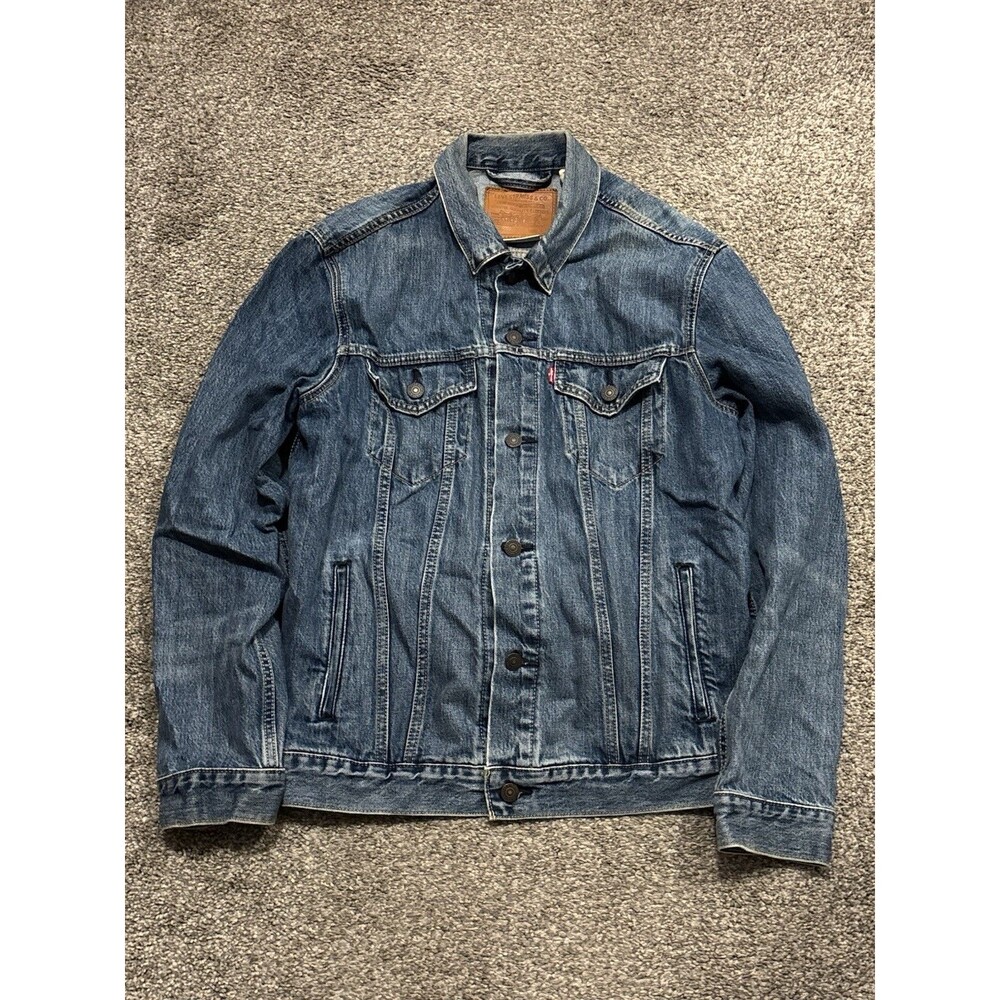 Levis S40116 DENIM JEAN Trucker Jacket Men’s Size Large‎ Blue Big E